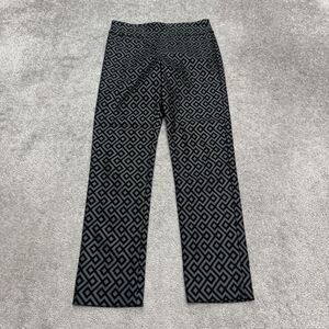 Courage B Geometric Pull On Slim Straight Pants Womens 4 Black Gray Stretch Work
